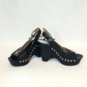 MICHAEL Michael Kors Black silver Charm Platform slingback Sandals